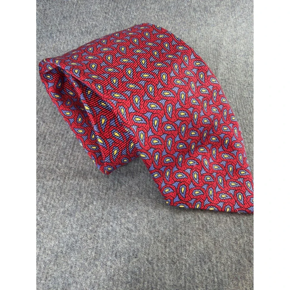 Polo Ralph Lauren Necktie‎ Mens Red Paisley 100% Silk Hand Made USA Vintage